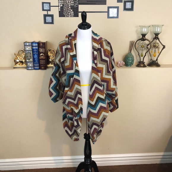 LF Mags & Pye Chevron Hooded Sweater Jacket Sz OS - Picture 2 of 6